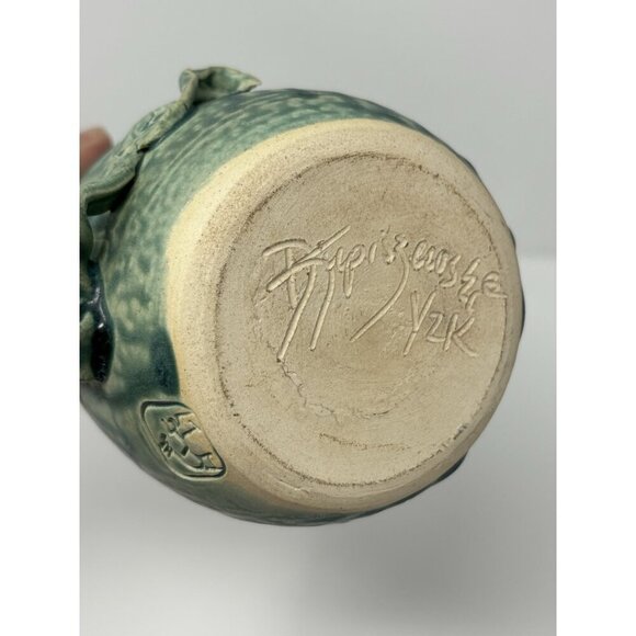 Handmade Art Pottery Green Lizard Mug Unique Ceramic Coffee Cup - Picture 5 of 13